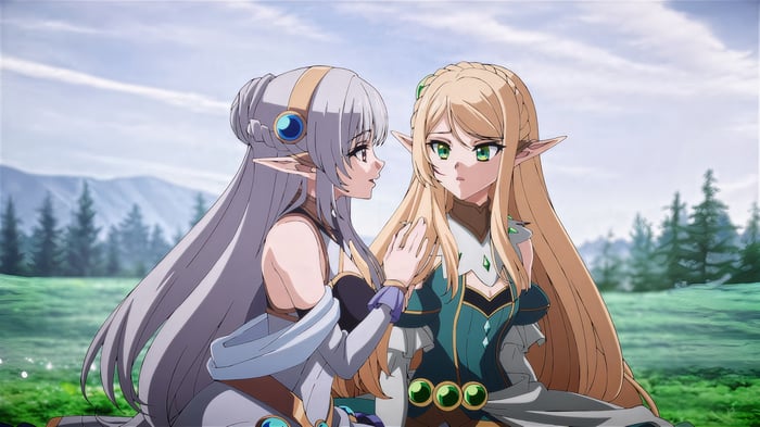 Two anime elves in a field