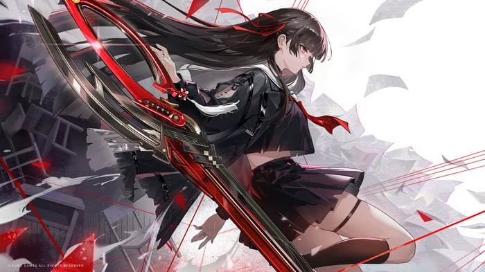 Chisa from Wuthering Waves with a large sword