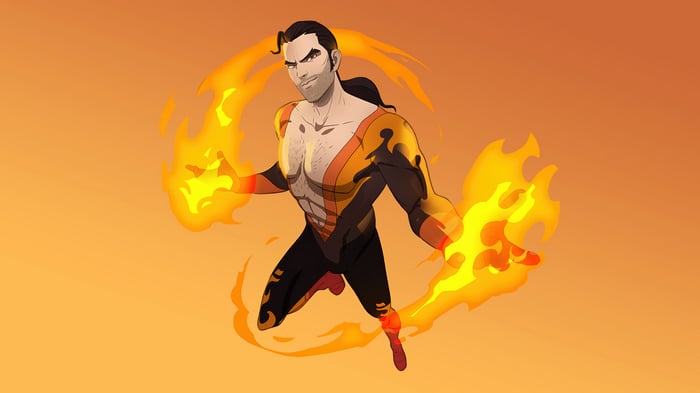 4K Dispatch - Game Character with Fire Powers
