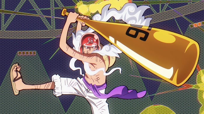 Monkey D. Luffy with a golden bat in One Piece 4K