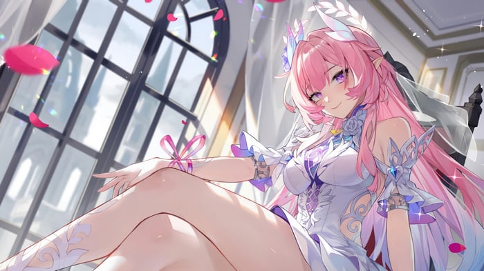 Cyrene from Honkai: Star Rail in a white dress