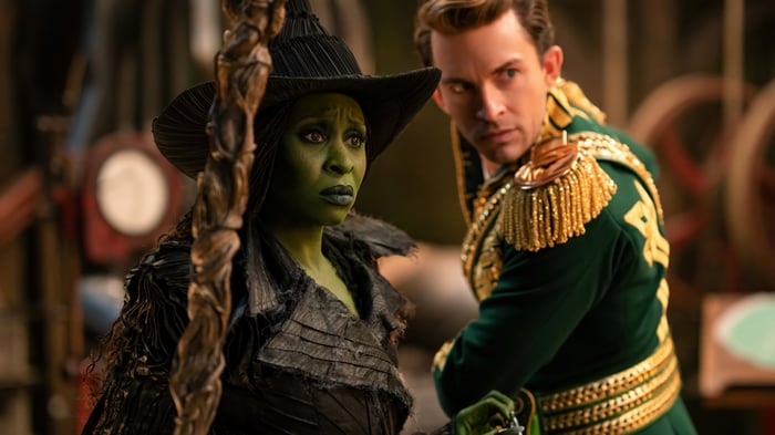 Cynthia Erivo and Jonathan Bailey in Wicked 4K