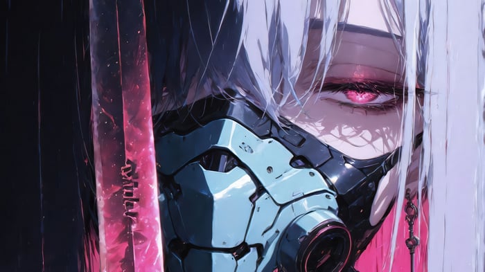 Anime Assassin with Mask and Knife 4K
