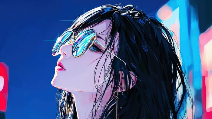 Anime Girl with Sunglasses in 4K