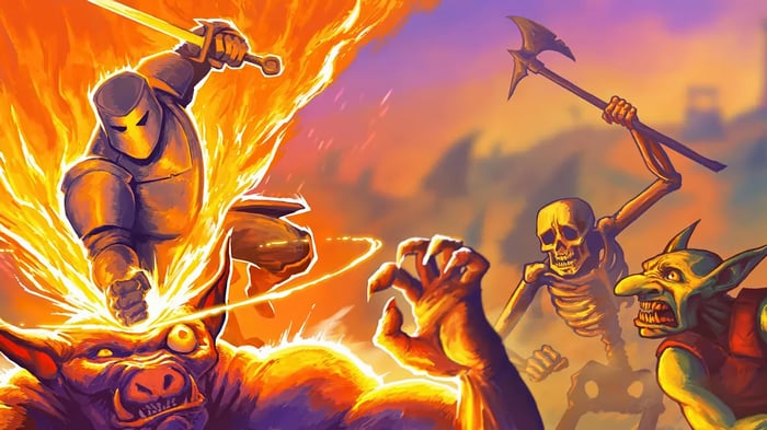 Megabonk Knight Fights Goblins and Skeletons