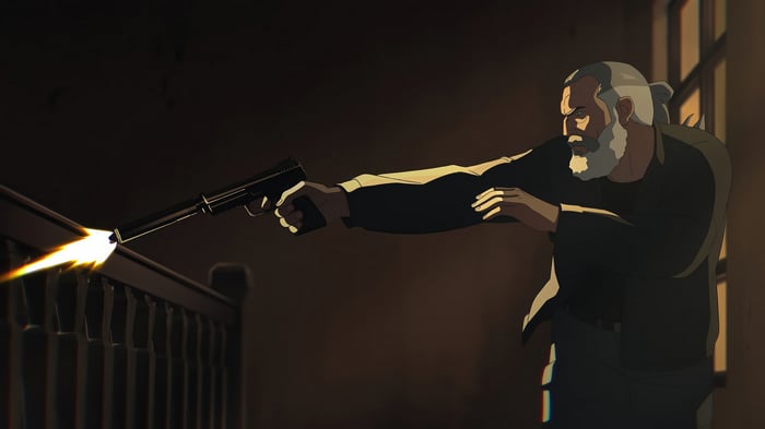Sam Fisher firing a gun in Splinter Cell: Deathwatch 4K