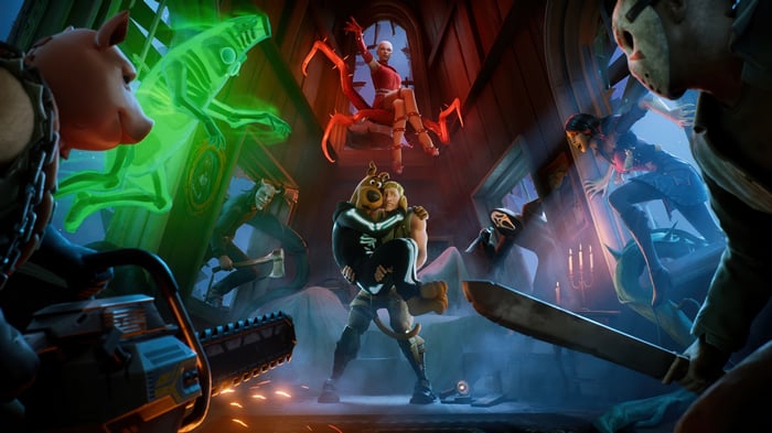 Scooby-Doo characters in a horror scene