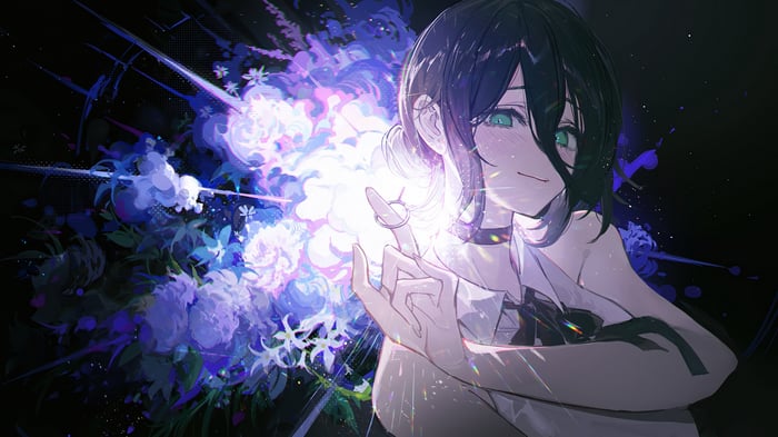 Reze from Chainsaw Man with Flowers