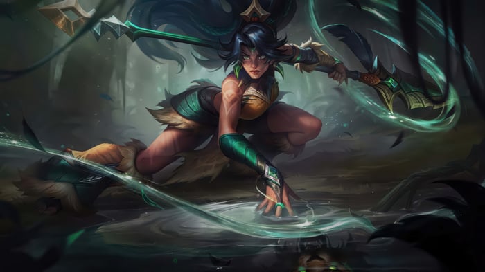 Nidalee in League of Legends Splash Art 4K