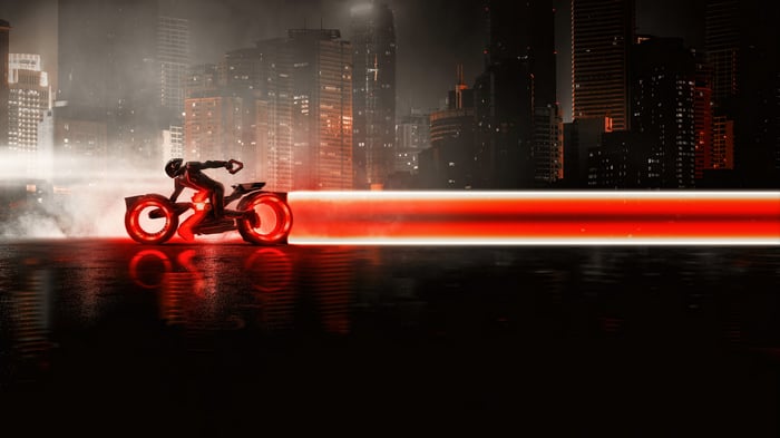 Tron: Ares Light Cycle in a Futuristic City 4K