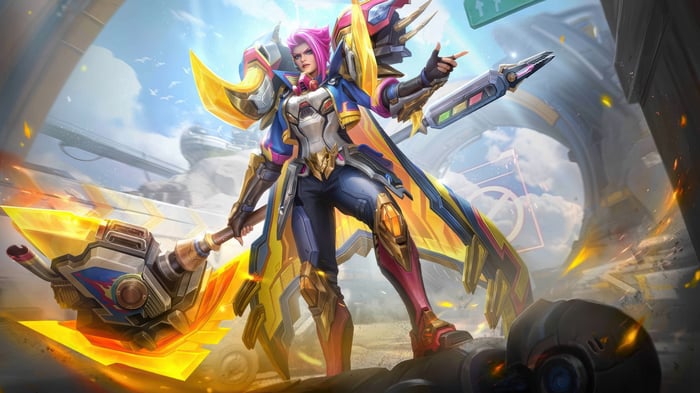 Hilda from Mobile Legends holding a large axe
