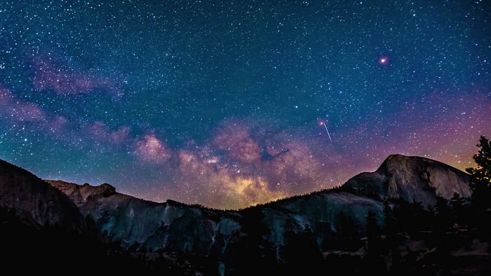Starry Night Sky Over Mountains 4K