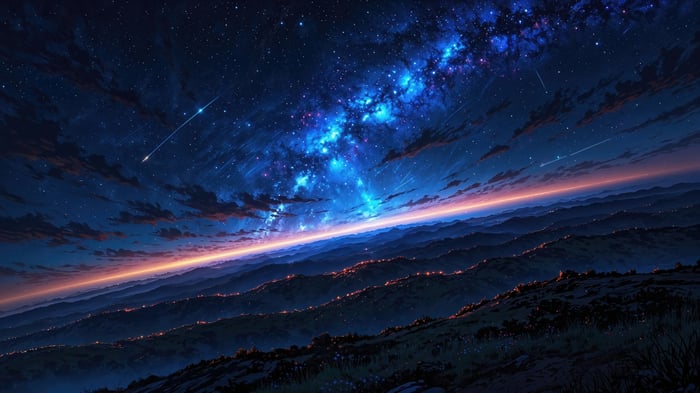 Night Sky with Milky Way and Shooting Stars 4K