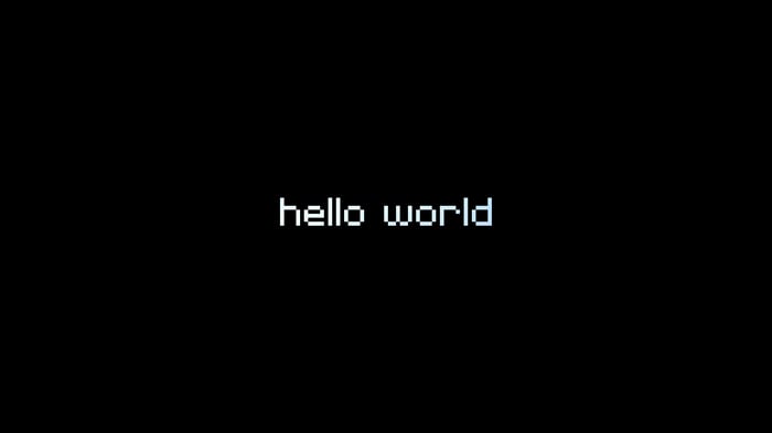 Pixelated "hello world" text