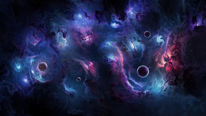 Cosmic Nebula with Planets 4K