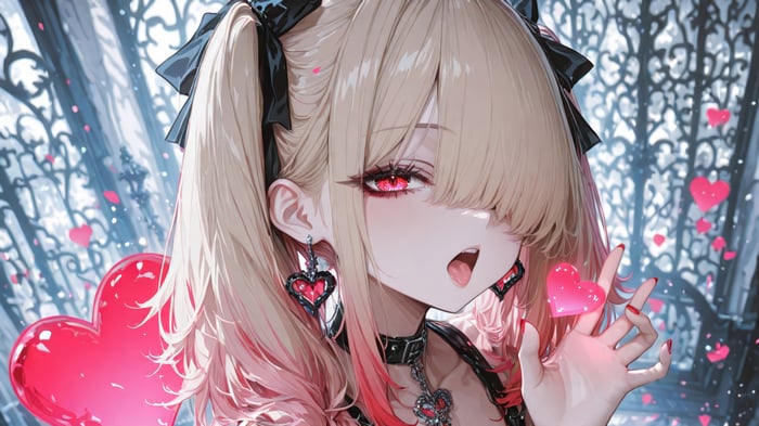 Anime Girl with Blonde Hair and Red Eyes