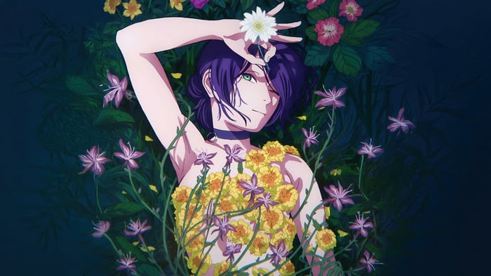 Reze from Chainsaw Man surrounded by flowers