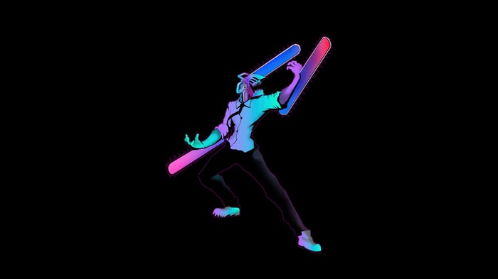 Denji from Chainsaw Man with glowing weapons