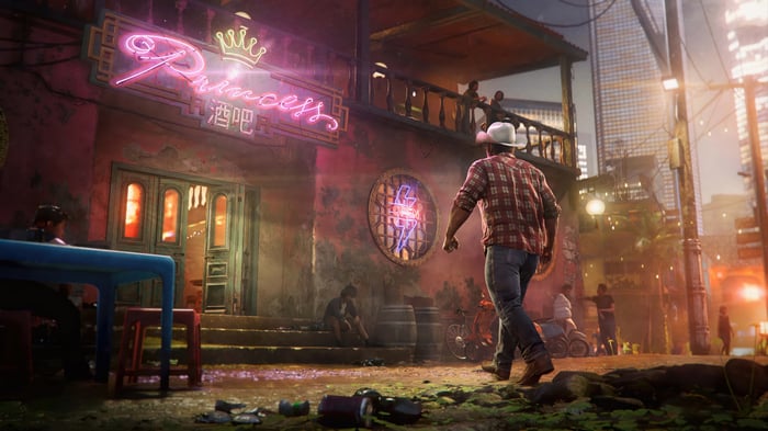 Wolverine in a neon-lit bar