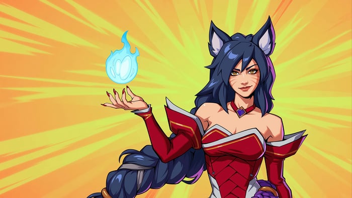 Ahri from League of Legends with a blue orb