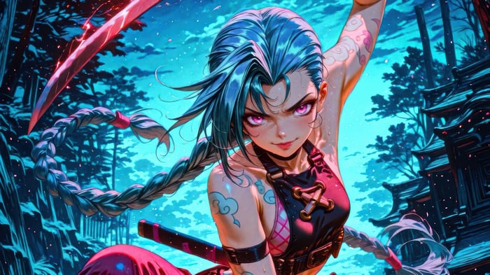 Jinx from League of Legends with Katana