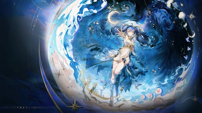 Iuno from Wuthering Waves in a celestial setting