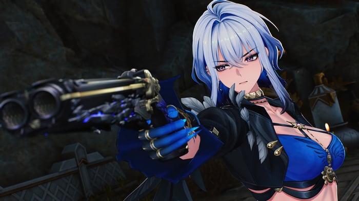 Galbrena from Wuthering Waves holding a gun
