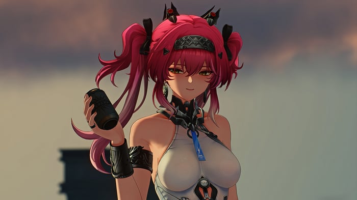 Lupa from Wuthering Waves holding a can