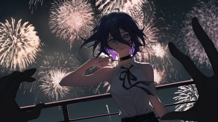 Reze from Chainsaw Man at a Fireworks Display