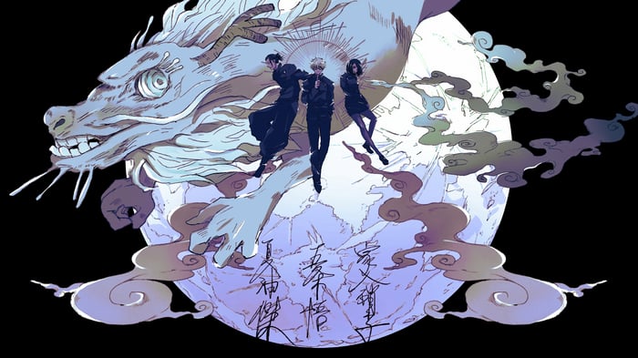Jujutsu Kaisen: Satoru Gojo, Suguru Geto, Shoko Ieiri with Dragon