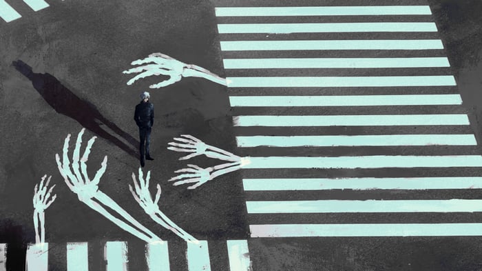 Satoru Gojo on a Crosswalk with Skeleton Hands