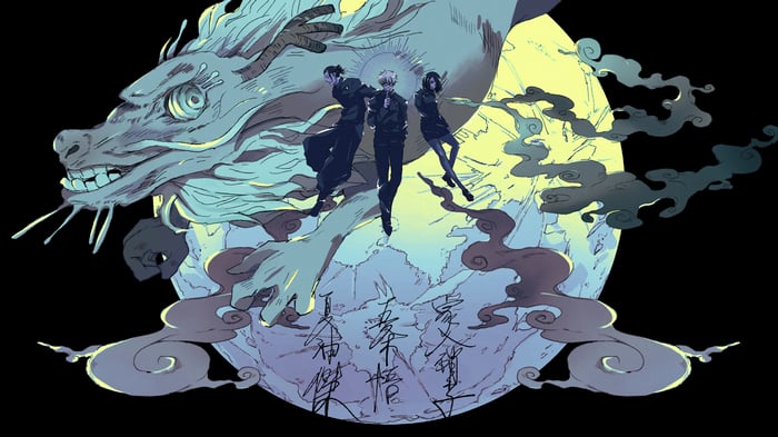 Jujutsu Kaisen: Satoru Gojo, Suguru Geto, Shoko Ieiri with Dragon