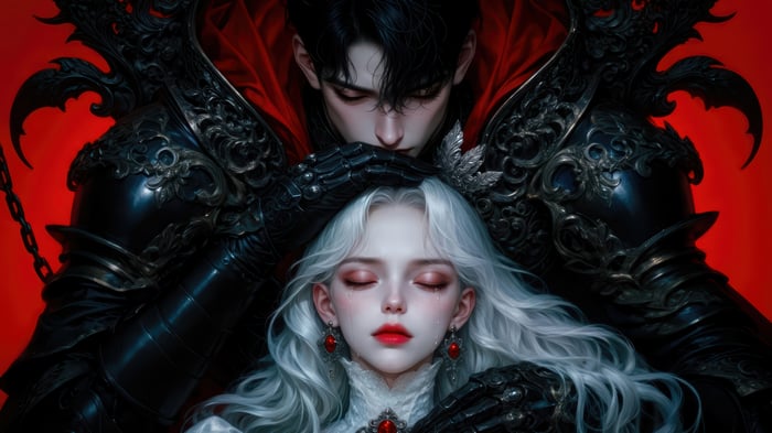 Fantasy Couple in Armor with Red Cape 4K