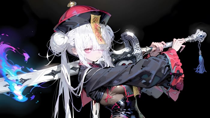 Anime Girl Jiangshi with Sword