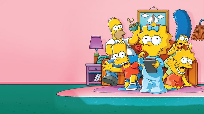 The Simpsons Family in a Living Room
