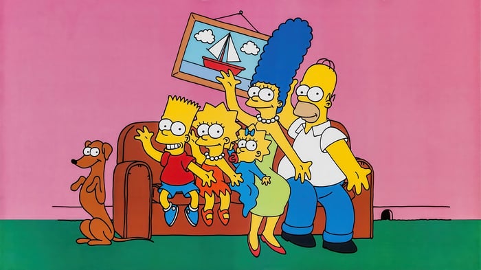 The Simpsons Family Posing for a Portrait 4K