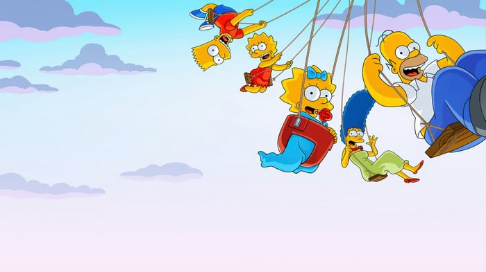 The Simpsons Family on a Swing Ride