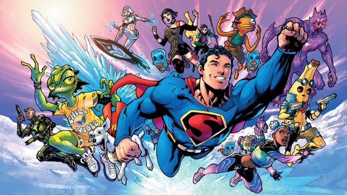Superman and Fortnite Characters in 4K