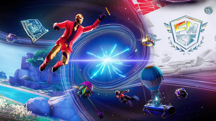 Fortnite FNCS with a character in a red suit