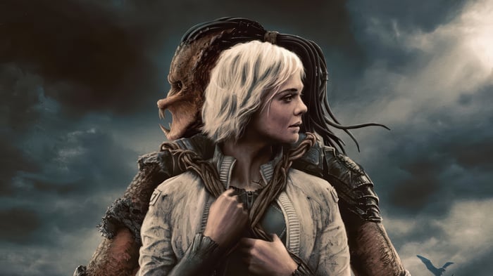 Predator: Badlands 4K Poster with Elle Fanning