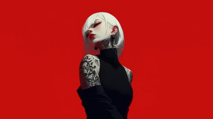 Anime girl with tattoos in 4K
