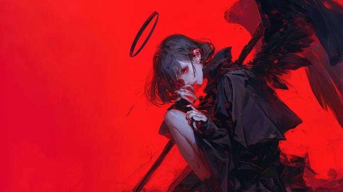 Anime Girl with Scythe and Halo 4K