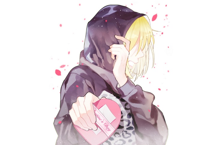 Yuri Plisetsky holding a Valentine's Day chocolate box
