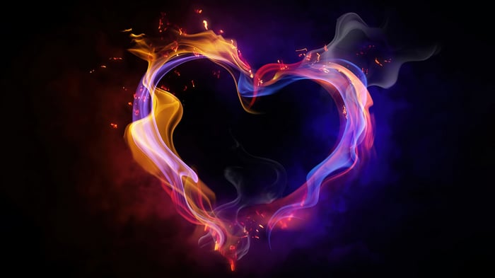 Colorful Heart Made of Smoke and Fire 4K