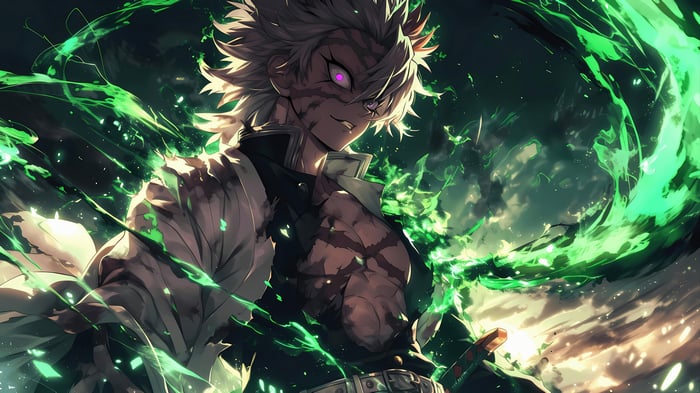 Sanemi Shinazugawa with Green Energy 4K