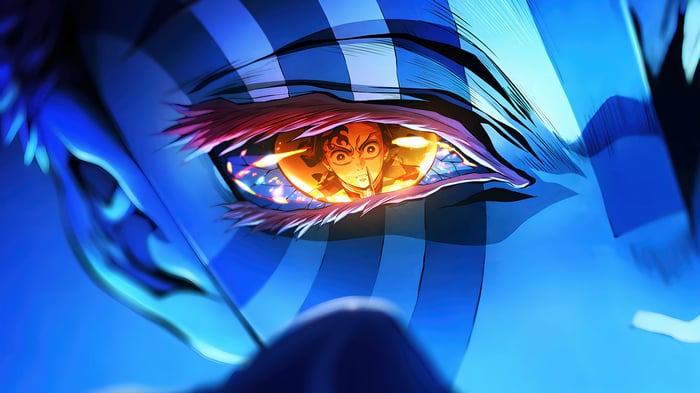 Akaza's Eye Reflection in Demon Slayer 4K