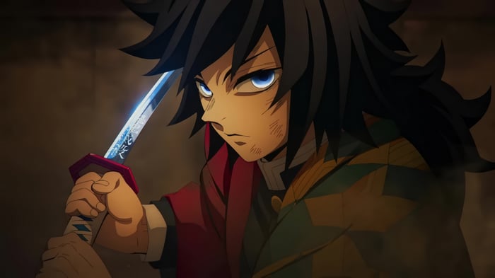 Giyu Tomioka with his Nichirin Blade