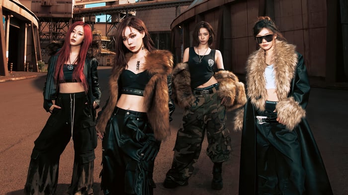 Aespa members in "Dirty Work" concept