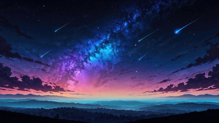 Night Sky with Milky Way and Shooting Stars 4K
