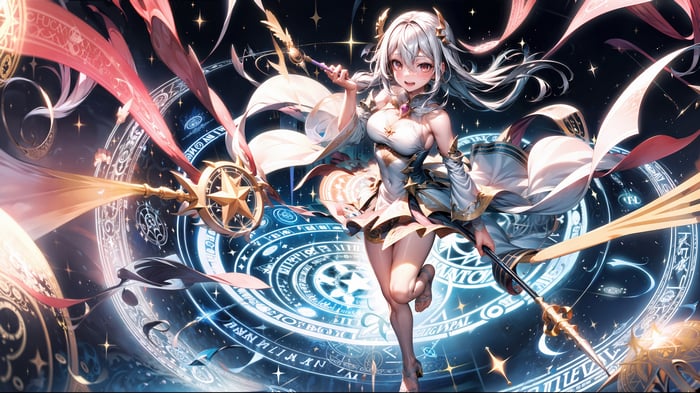 Anime Girl Wizard with Magic Circle 4K